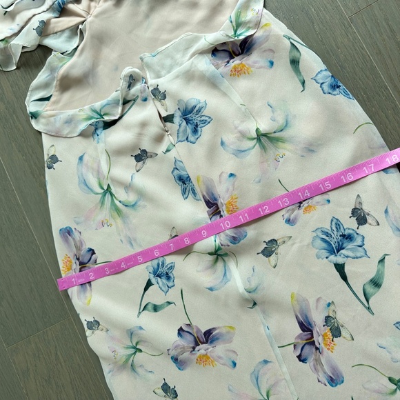 Sau Lee Amelia Maxi Cutout Ruffle Floral Pink Cream Chiffon Dress - US 4 - Picture 13 of 14